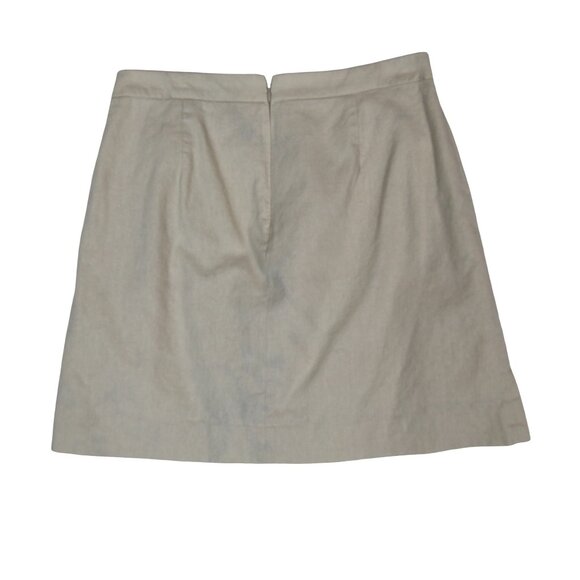 J.Crew Beige Button Linen Cotton Skirt Blend Minimalist Coastal Classic Fits 30" - Picture 3 of 7
